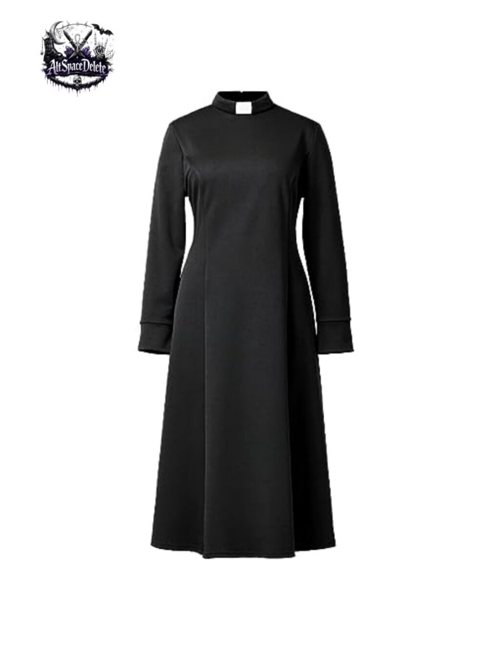 Women's Church Clergy Dress Long Sleeve Tab Collar A-Line Formal